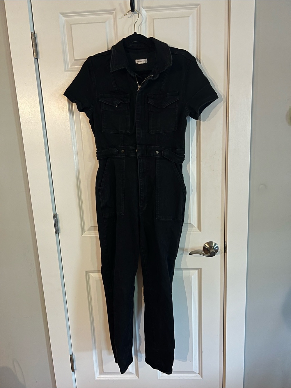 Good American Black Women's Denim Jumpsuit
